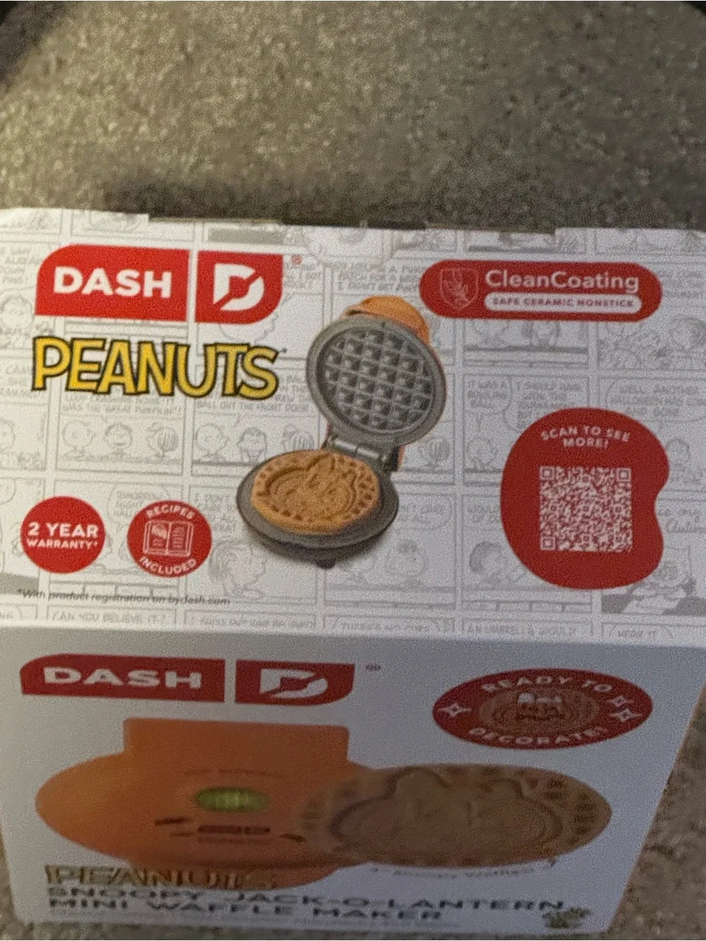 Peanuts Snoopy Jack-O-Lantern Mini Waffle Maker